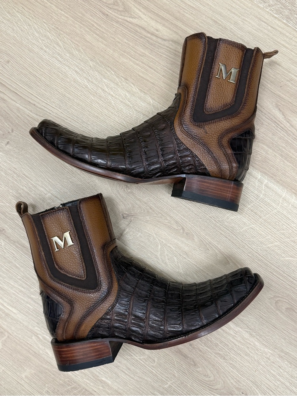 NIB EL MALCREADO Crocodile Belly Western Leather Boots Size MX 28